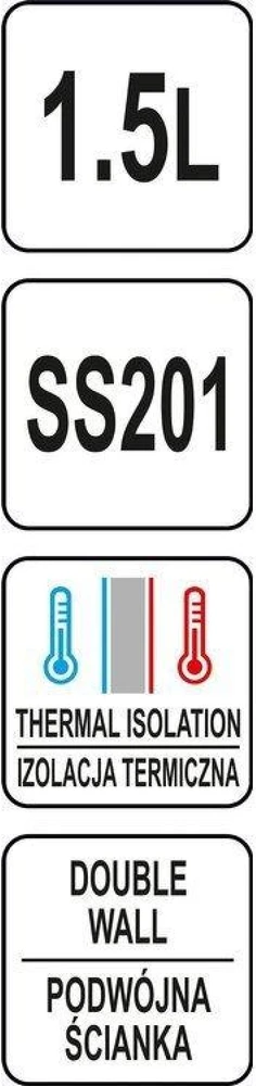 Yato Toya Sa Poland Stalinis termosas su mygtuku | nerūdijantis plienas | 1,5 l | dviguba sienelė (YG-07013)