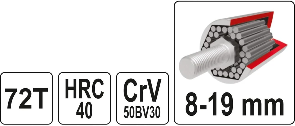 YATO universalus raktas su antgaliu 8-19 mm