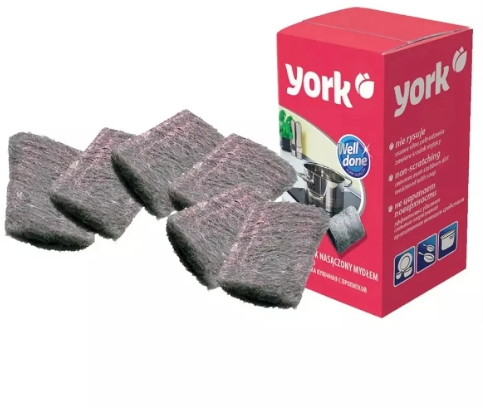 York Steel Cleaning Scrubbers With Soap 6pcs