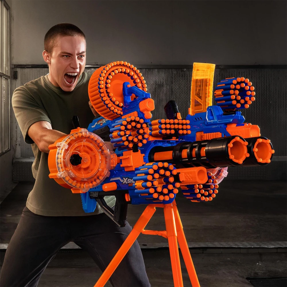 Zuru Insanity Motorized Dart Storm Blaster 36918, 27m, 200 šūviai, 2 vamzdžiai, 2 būgnai, 4 dėtuvės, stovas, 8+ metai