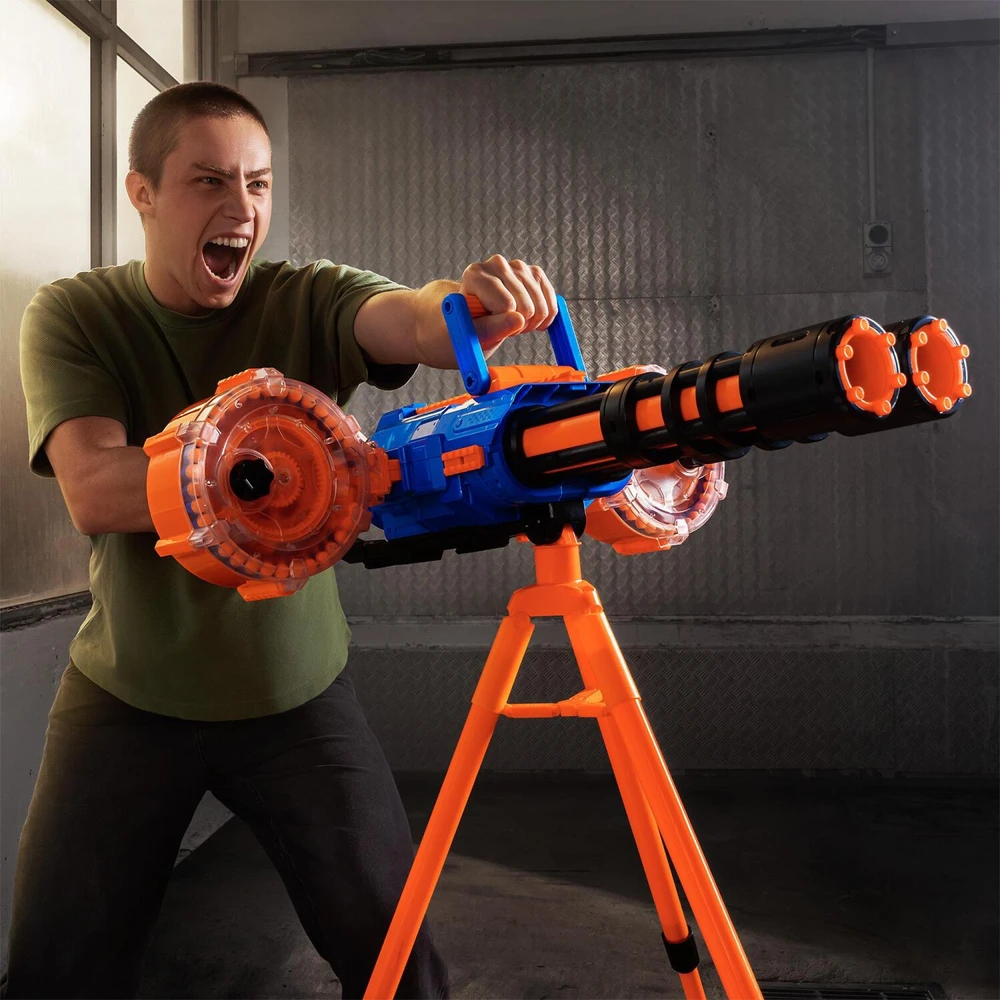 Zuru Insanity Motorized Dart Storm Blaster 36918, 27m, 200 šūviai, 2 vamzdžiai, 2 būgnai, 4 dėtuvės, stovas, 8+ metai