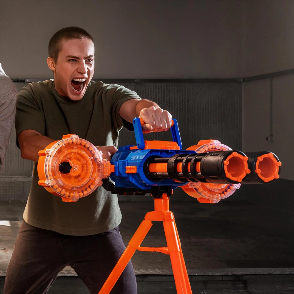 Zuru Insanity Motorized Dart Storm Blaster 36918, 27m, 200 šūviai, 2 vamzdžiai, 2 būgnai, 4 dėtuvės, stovas, 8+ metai