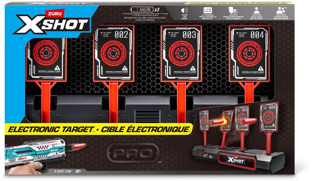 Zuru X-SHOT elektroninis taikinys 36829, 4 taikinių laukai, automatinis taškų skaitiklis, juodas, plastikas, nuo 8 metų