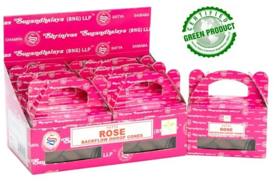 Atbulinio smilkimo Krioklio Efekto Backflow kūgiai Rose, Satya, 75g