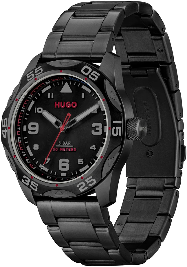 Hugo Boss Rankinis laikrodis HUGO 1530333 (vyrams), juoda, dydis 42 mm