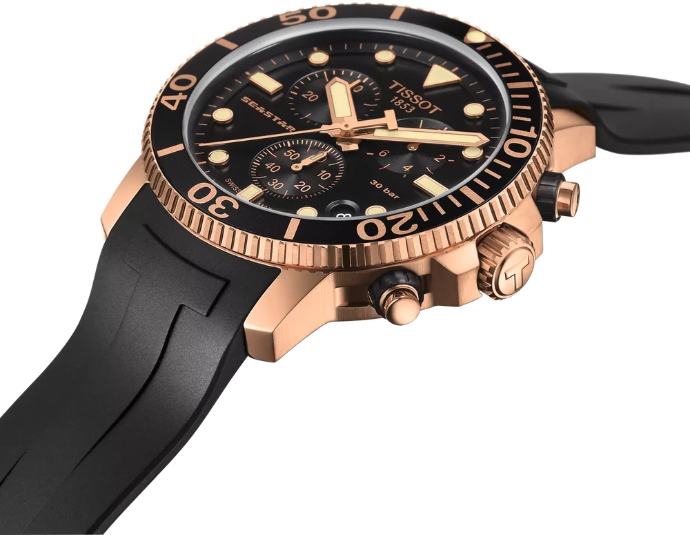 Rankinis laikrodis TISSOT Seastar 1000 Chronograph T120.417.37.051.00 (vyrams), juoda