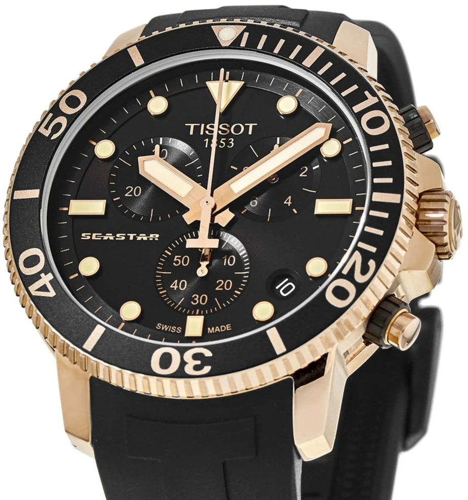 Rankinis laikrodis TISSOT Seastar 1000 Chronograph T120.417.37.051.00 (vyrams), juoda