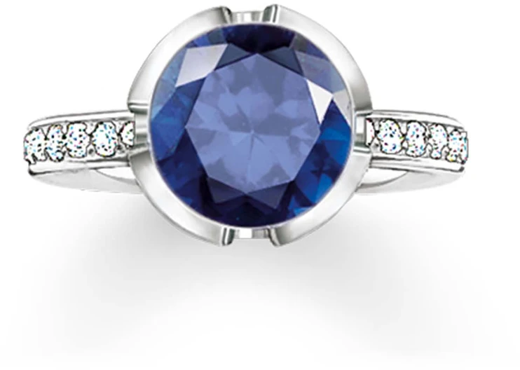 Biżuteria THOMAS SABO 037-050-32-52. Pierścionek, Kolor mėlyna sidabrinė. Kobieta.