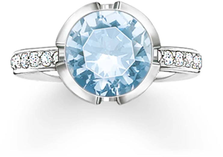 Biżuteria THOMAS SABO 037-059-31-54. Pierścionek, Kolor mėlyna sidabrinė. Kobieta.