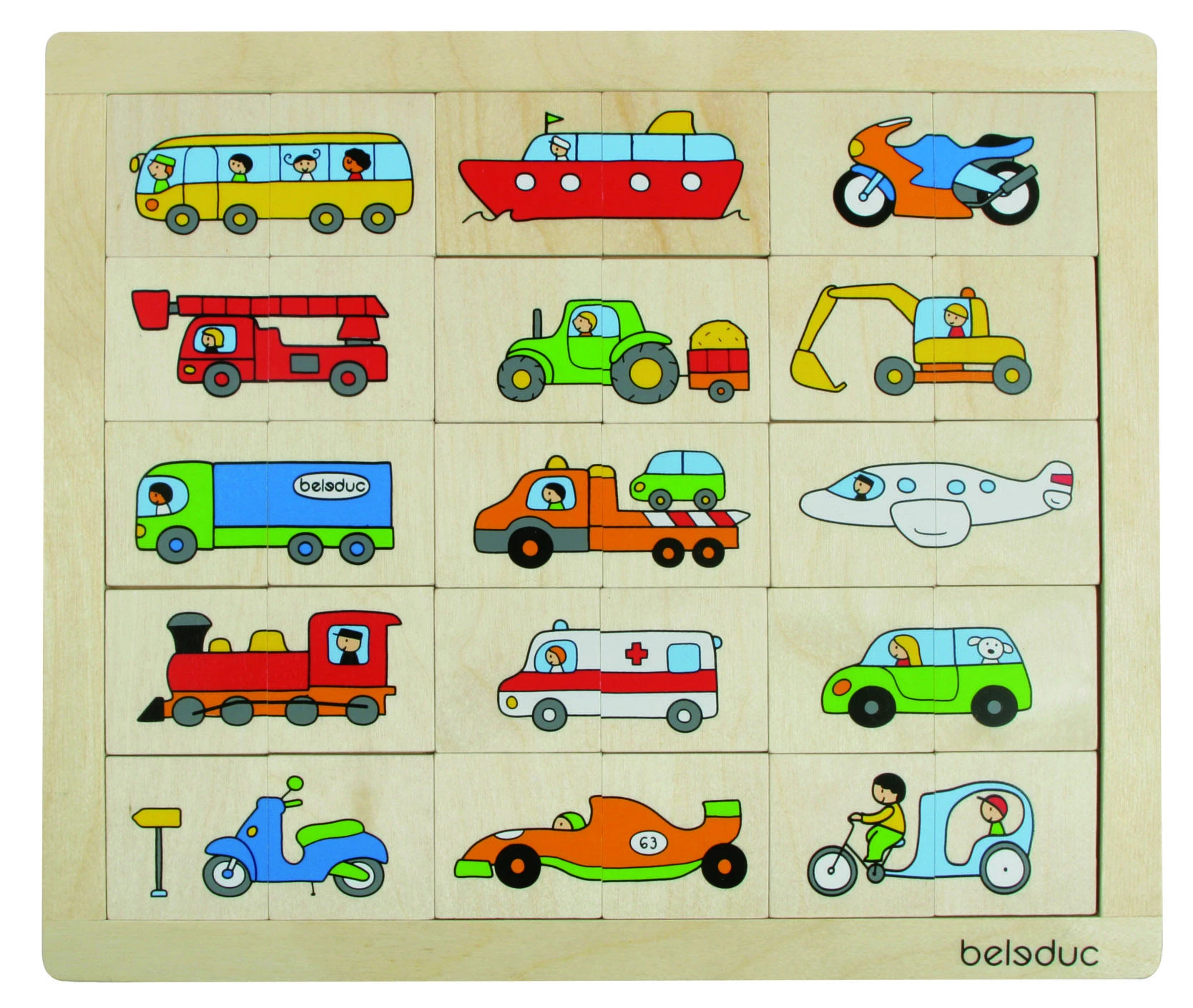 Beleduc lavinamoji priemonė - medinė dėlionė "Transporto priemonės" (11007)