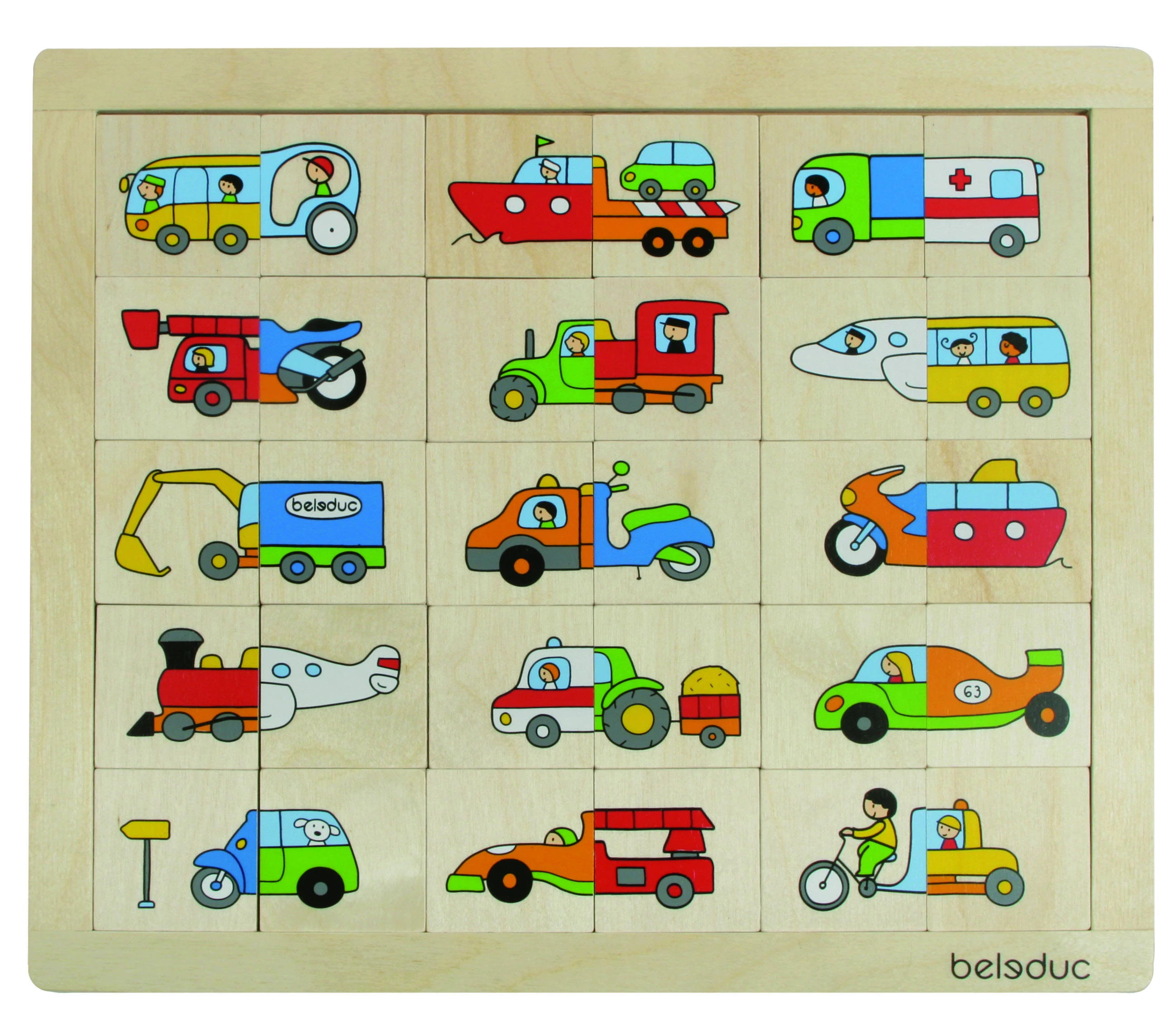 Beleduc lavinamoji priemonė - medinė dėlionė "Transporto priemonės" (11007)