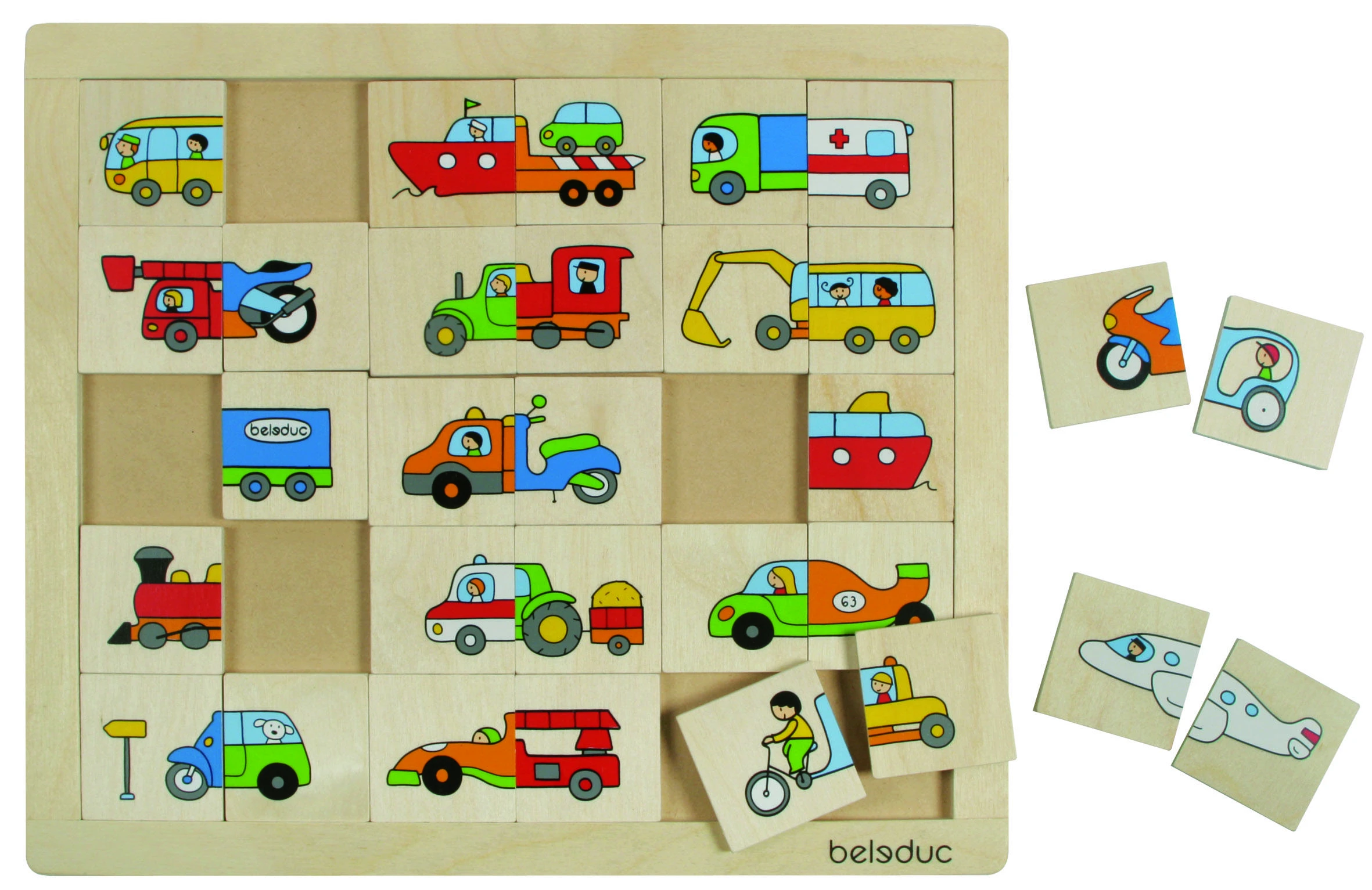 Beleduc lavinamoji priemonė - medinė dėlionė "Transporto priemonės" (11007)
