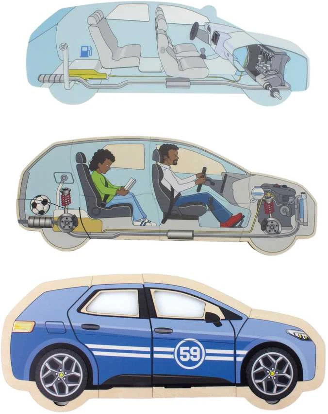 Beleduc lavinamoji priemone - sluoksniuota medinė dėlionė Automobilis (17063)