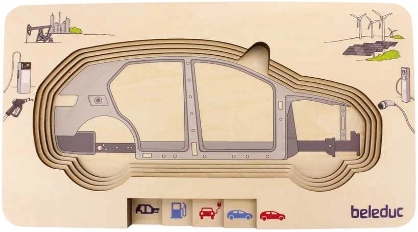 Beleduc lavinamoji priemone - sluoksniuota medinė dėlionė Automobilis (17063)
