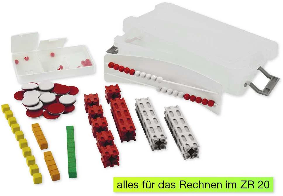 Dėlionė TimeTEX Basic Plus matematikos rinkinys, skaičiai iki 20, 58 vnt. dėžutėje, balta/raudona (TT93108)