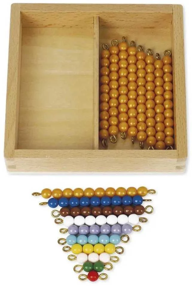 Dėlionė TimeTEX Dėžutė su spalvotų karoliukų eilutėmis ir karoliukų dešimtuko eilutėmis "Montessori Premium" (TT94431)