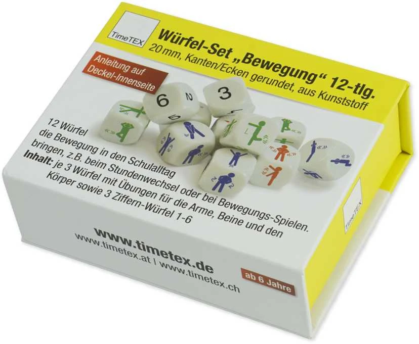 Dėlionė TimeTEX Kauliukų rinkinys - Judesiai, 12 vnt. dėžutėje (TT92604)