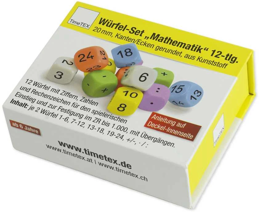 Dėlionė TimeTEX Kauliukų rinkinys Matematikai, 12 vnt. dėžutėje (TT92602)