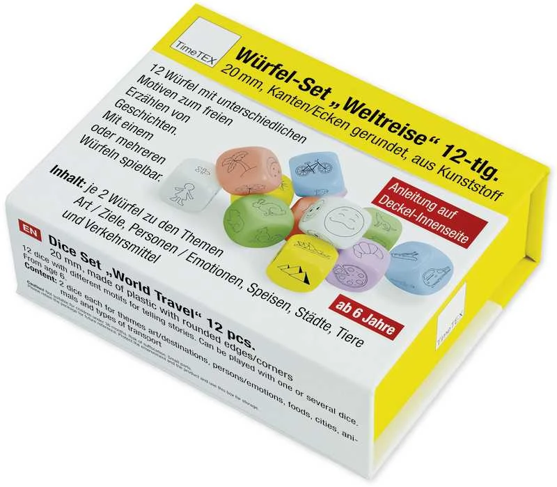 Dėlionė TimeTEX Kauliukų rinkinys - Pasaulio kelionės, 12 vnt. dėžutėje (TT92606)