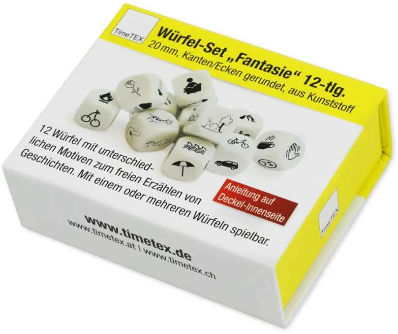 Dėlionė TimeTEX Kauliukų rinkinys "Išgalvotos istorijos" dėžutėje, 12 vnt., 18 mm (TT93542)