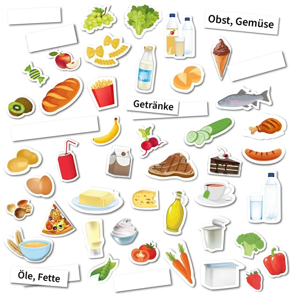 TimeTEX Mitybos piramidė su vegetariškais ir tradiciniais maisto produktais, magnetinis rinkinys, 129 dalių (TT81635)