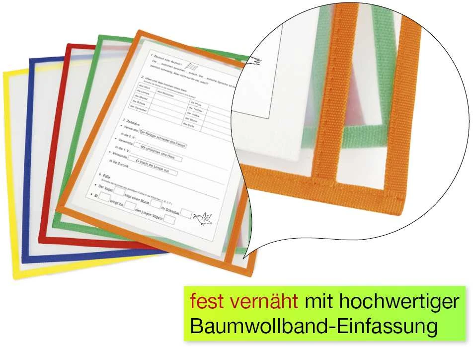 TimeTEX Mokymosi ir susidėjimo A4 įmautės su spalvotais kraštais, šoninis įdėjimas, 10 vnt. (TT64334)