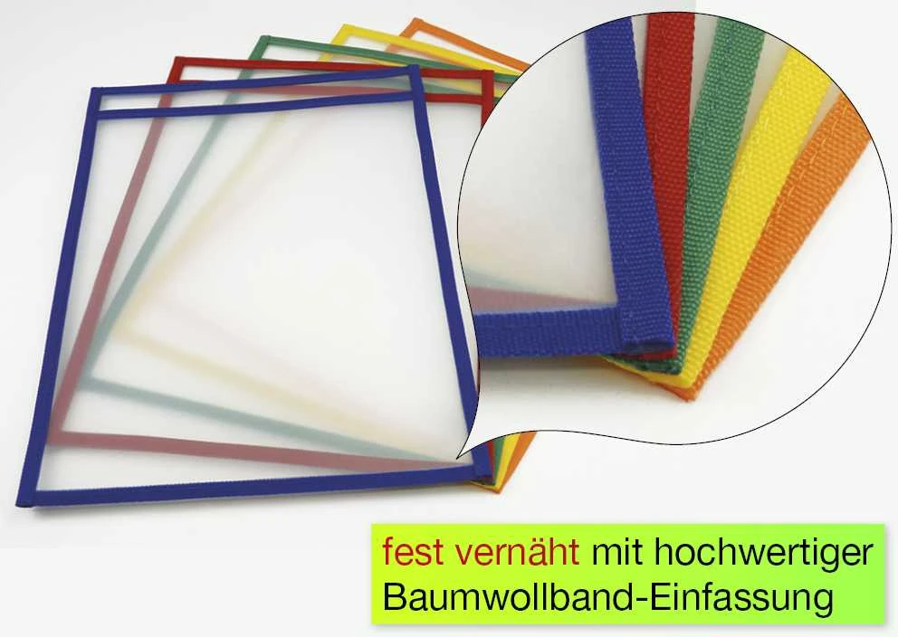 TimeTEX Mokymosi ir susidėjimo A5+ įmautės su spalvotais kraštais, 10 vnt. (TT64336)
