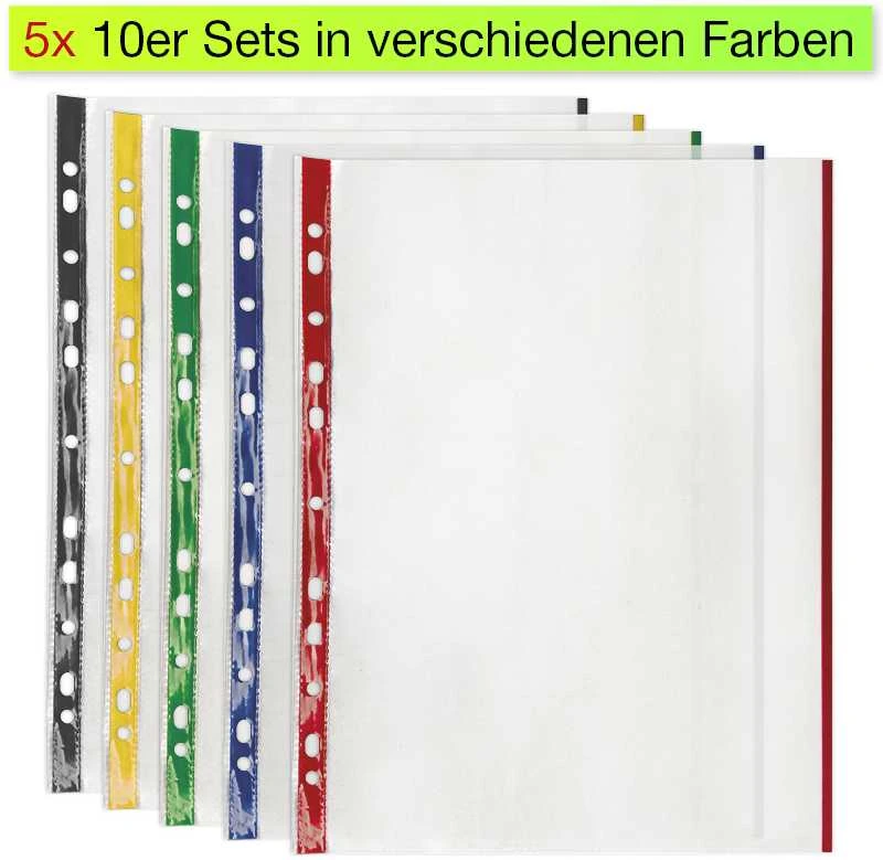 TimeTEX Plastikinės įmautės su dvejomis spalvotomis juostelėmis, 50 vnt. (TT64329)