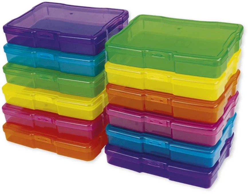 TimeTEX spalvotų, plastikinių dėžučių rinkinys skaidrioje dėžėje, 12+1 vnt. (TT93439)