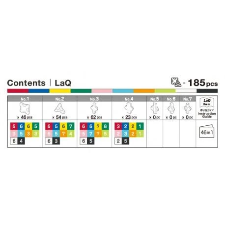 Japoniškas edukacinis konstruktorius LaQ "Basic 101" (185 detalės, 46 schemos, 10 spalvų)
