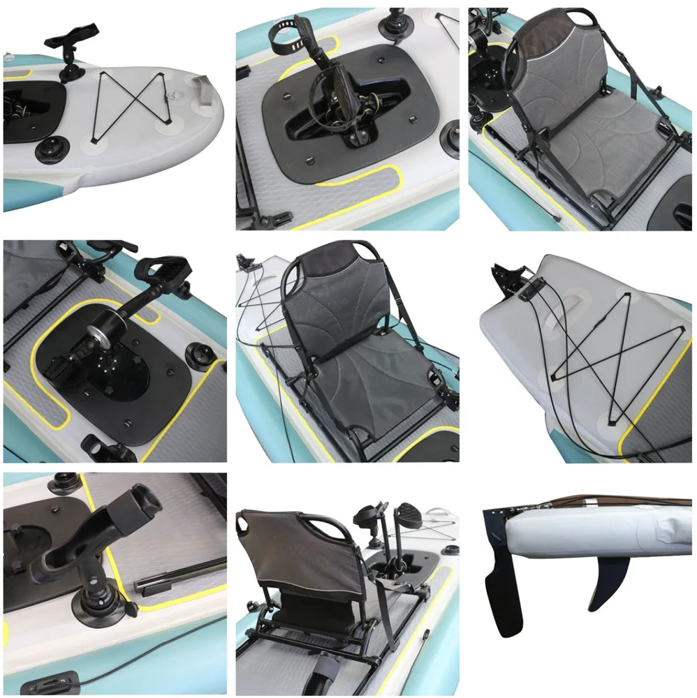 Dvivietė pripučiama minama baidarė AMBER I-Cruiser II, FLAP pedal, 42 x 100 x 20 cm, Urban Sky, Dropstich PVC