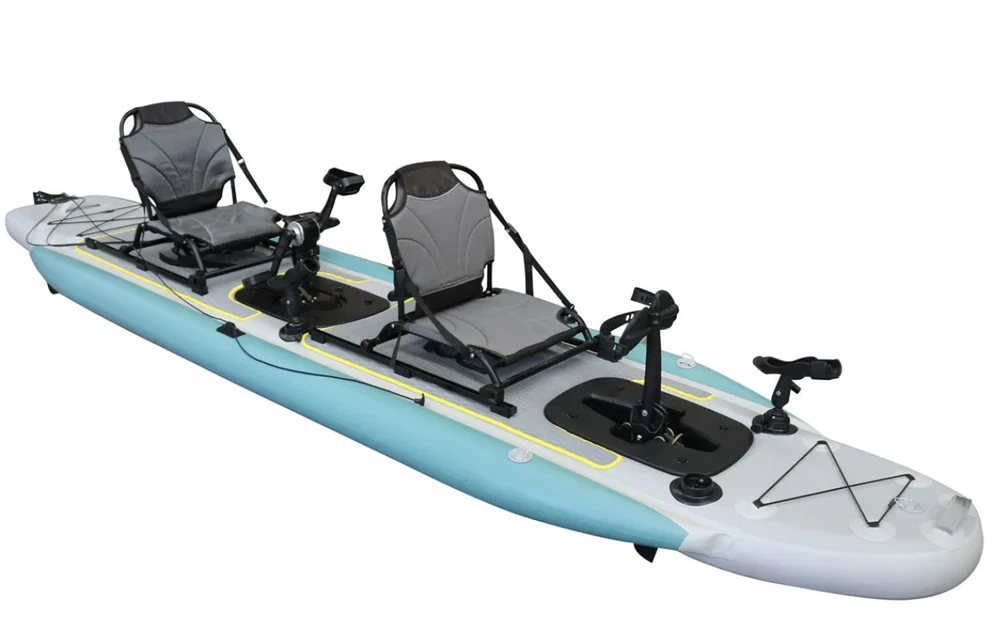 Dvivietė pripučiama minama baidarė AMBER I-Cruiser II, FLAP pedal, 42 x 100 x 20 cm, Urban Sky, Dropstich PVC