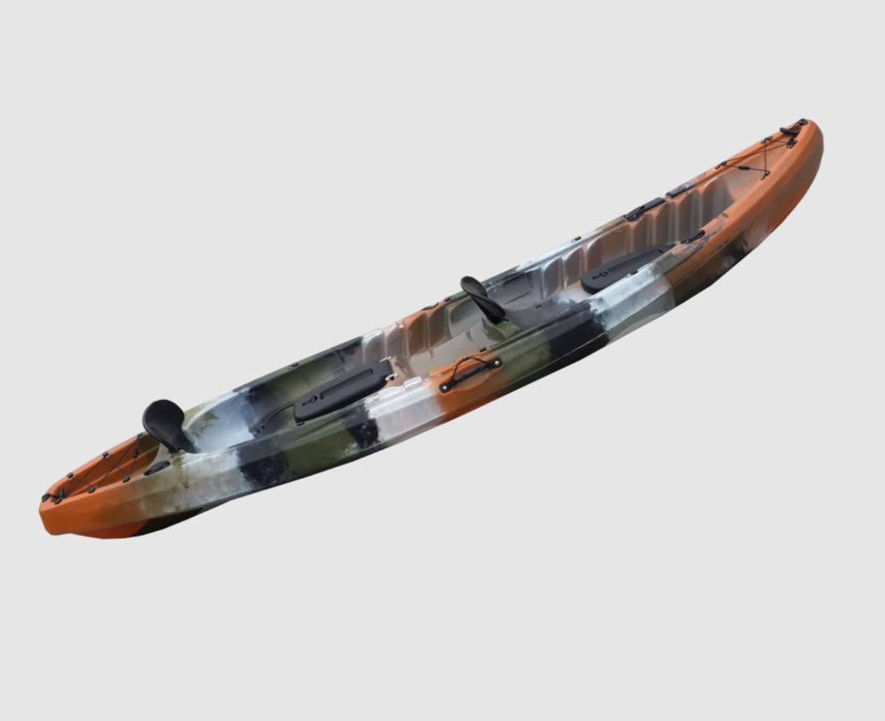 Orange Dvivietė Sit-On-Top baidarė AMBER TWAIN, 370 x 89 x 43 cm, 30 kg, HDPE, Oranžinis Jungle Camo