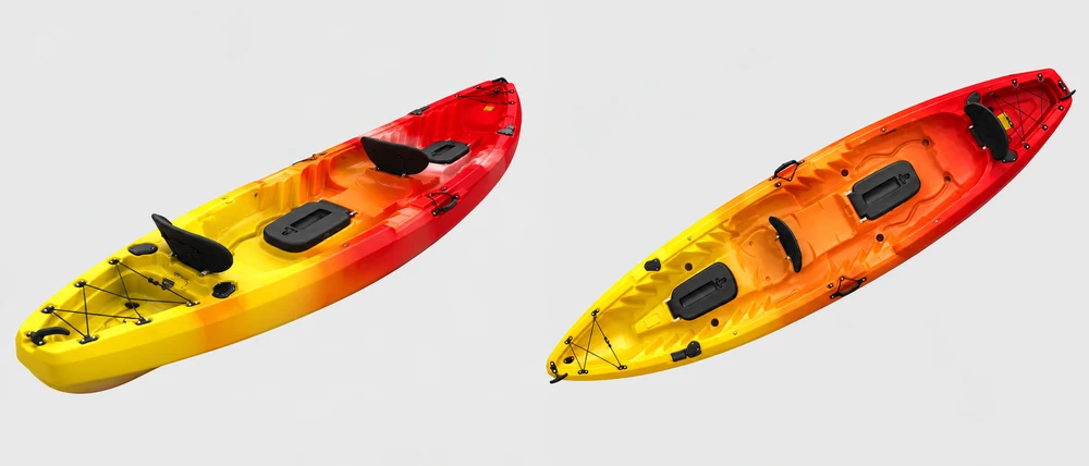 Dvivietė Sit-On-Top baidarė AMBER TWAIN, 370 x 89 x 43 cm, 30 kg, HDPE, Geltona Raudona