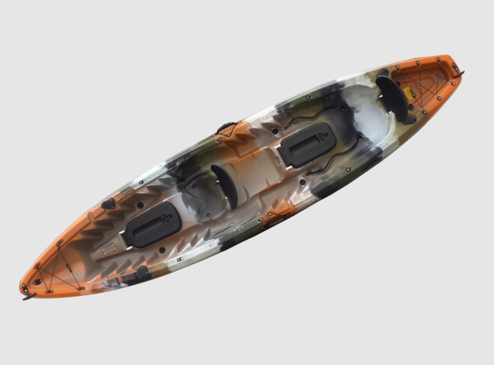 Orange Dvivietė Sit-On-Top baidarė AMBER TWAIN, 370 x 89 x 43 cm, 30 kg, HDPE, Oranžinis Jungle Camo