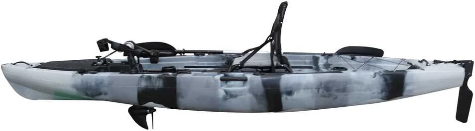 Vienvietė minama žvejybinė baidarė AMBER SALMO 12.0, PROP pedal, 365 x 89 x 33 cm, Urban Camo , HDPE