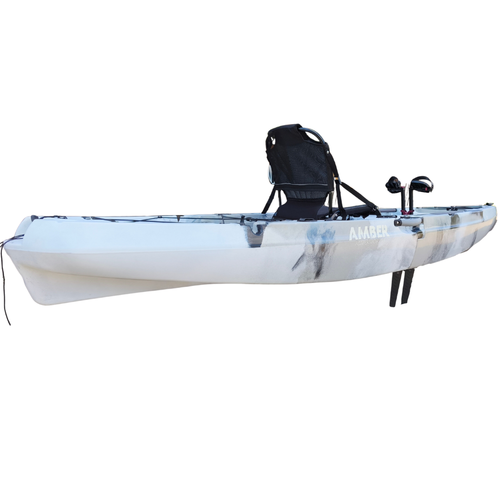 Vienvietė modulinė žvejybinė baidarė AMBER KORA 10.8, Flap pedal, 330 x 88 x 31 cm, Winter Camo, HDPE (Nemokamas pristatymas)