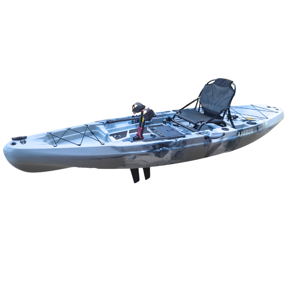 Vienvietė modulinė žvejybinė baidarė AMBER KORA 10.8, Flap pedal, 330 x 88 x 31 cm, Winter Camo, HDPE (Nemokamas pristatymas)