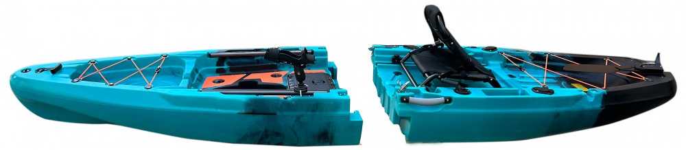 Vienvietė modulinė žvejybinė baidarė AMBER KORA 10.8, Flap pedal, 330 x 88 x 31 cm, Juodas Teal, HDPE (Nemokamas pristatymas)