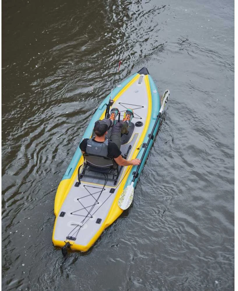 Vienvietė pripučiama minama baidarė AMBER I-Cruiser I, FLAP pedal, 360 x 100 x 20 cm, Urban Sunrise, Dropstich PVC