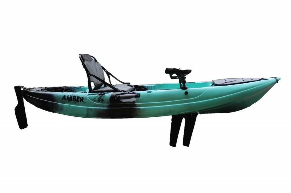 Vienvietė žvejybinė minama baidarė AMBER CEBO 9.4, FLAP pedal, 285 x 85 x 35 cm, Juodas Cyan, HDPE
