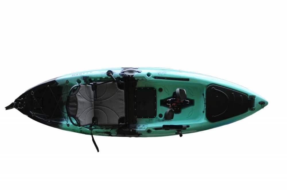 Vienvietė žvejybinė minama baidarė AMBER CEBO 9.4, FLAP pedal, 285 x 85 x 35 cm, Juodas Cyan, HDPE