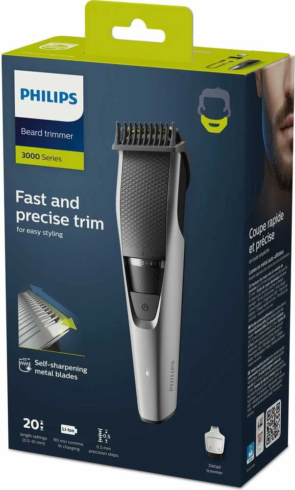 Philips Beardtrimer series 3000 Barzdos žoliapjovė BT3239/15, 0,5 mm tikslumo nustatymai, 90 min. naudojimas be laido / 1 val. įkrovimas