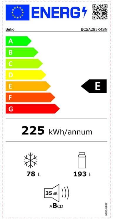 Įmontuojamas šaldytuvas  BEKO BCSA285K4SN, 177cm