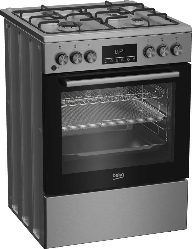 Viryklė BEKO Cooker FBMA62330TXDSN, Plotis 60 cm, A, Gas/Electric, LED screen