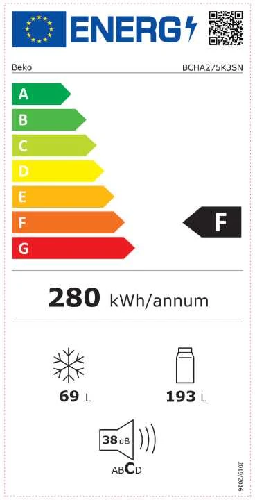 Šaldytuvas BEKO BCHA275K41SN (Nemokamas pristatymas)