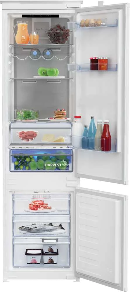 BEKO BCNA306E5ZSN įmontuojamas šaldytuvas, 193,5 cm, D energijos klasė, HarvestFresh, Neo Frost, metalinė sienelė