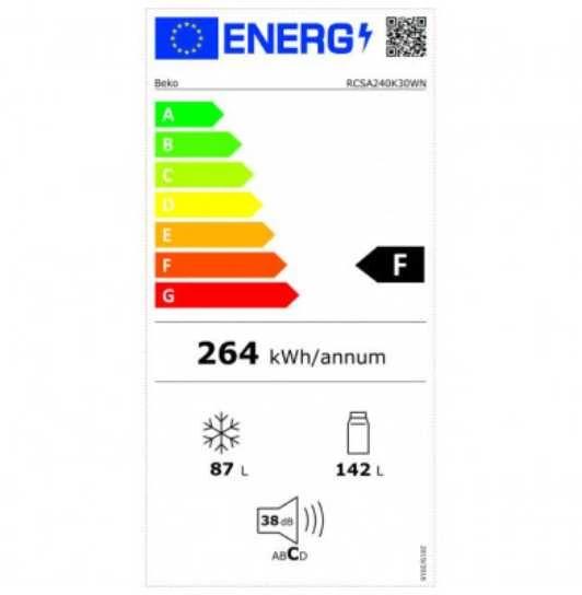 BEKO Šaldytuvas RCSA240K40WN, Energy class E, Height 153cm, Baltas (Nemokamas pristatymas)