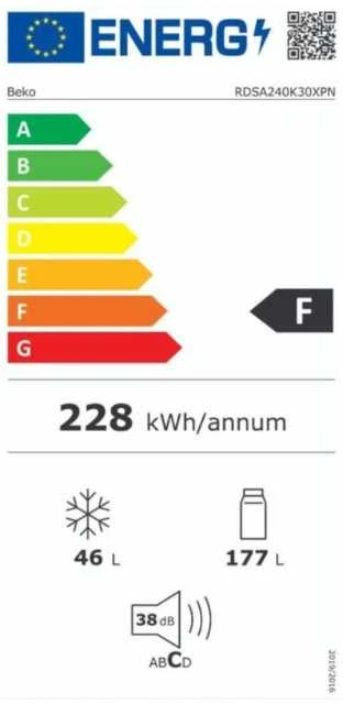 Šaldytuvas BEKO RDSA240K40SN (Nemokamas pristatymas)