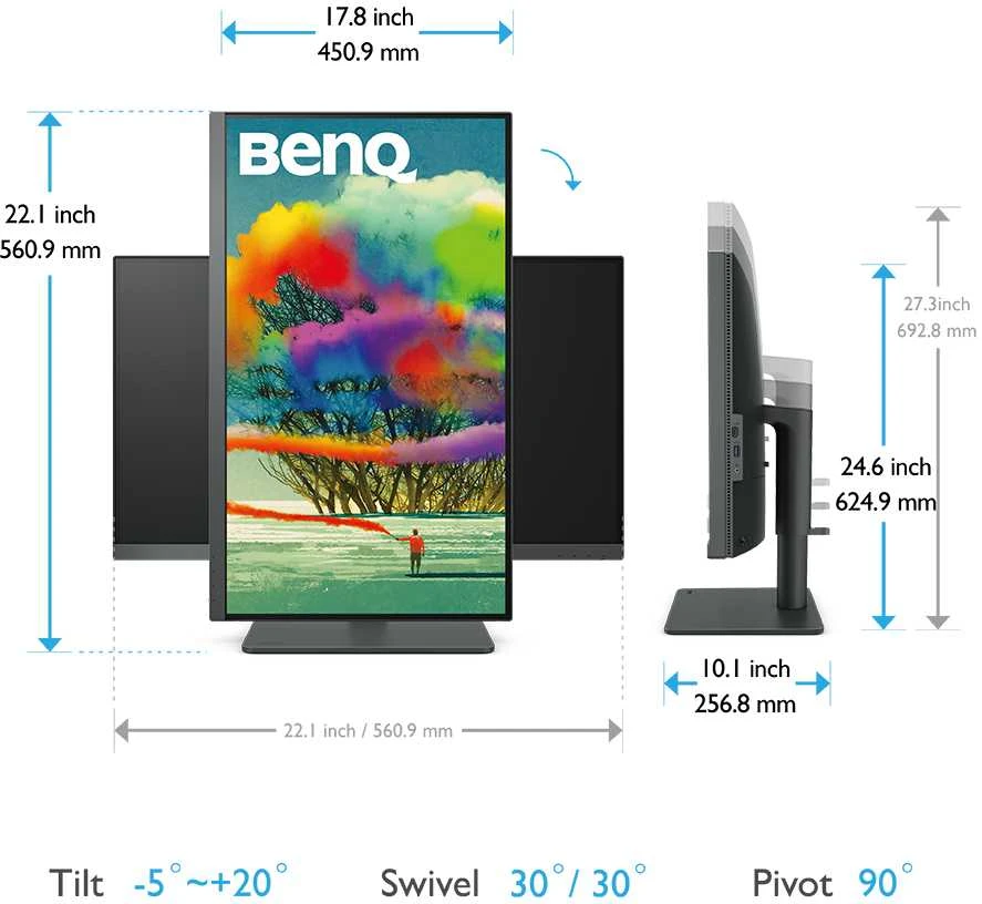 Monitorius BENQ PD2705U 27 colių LED 3840x2160 16:9 350cd/m2 5ms HDMI/DP/USB-C PD65W Juodas